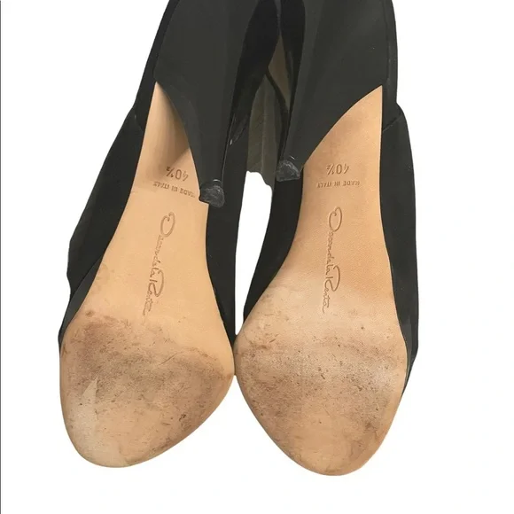 Oscar De La Renta blackPump Platform Open Toe Heels Size 40.5 USA 10.5